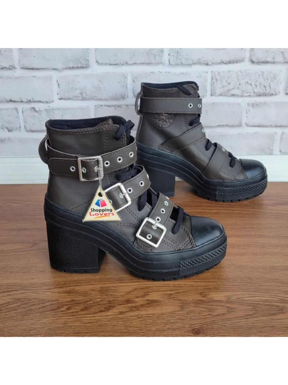 ⭐Converse Chuck 70 De Luxe Heel Leather Buckles Sz 8.5 Men's Boots Brown A12209C